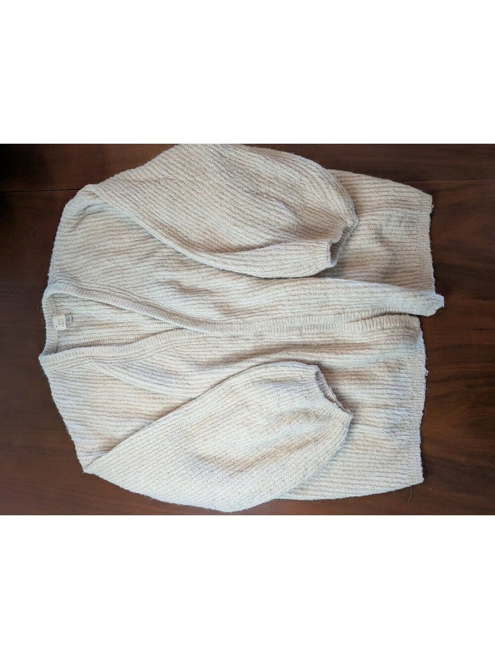 a new day Fuzzy Open Front Cardigan Sweater Cream Beige Women's Medium